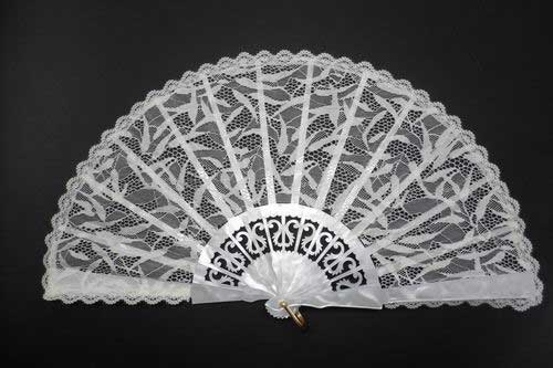 Ivory white lace wedding fan ref.10201